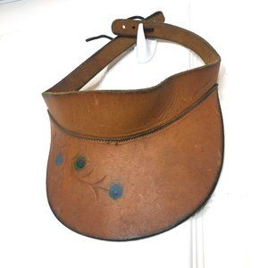 Vintage 1970's Leather Flower Visor Hat